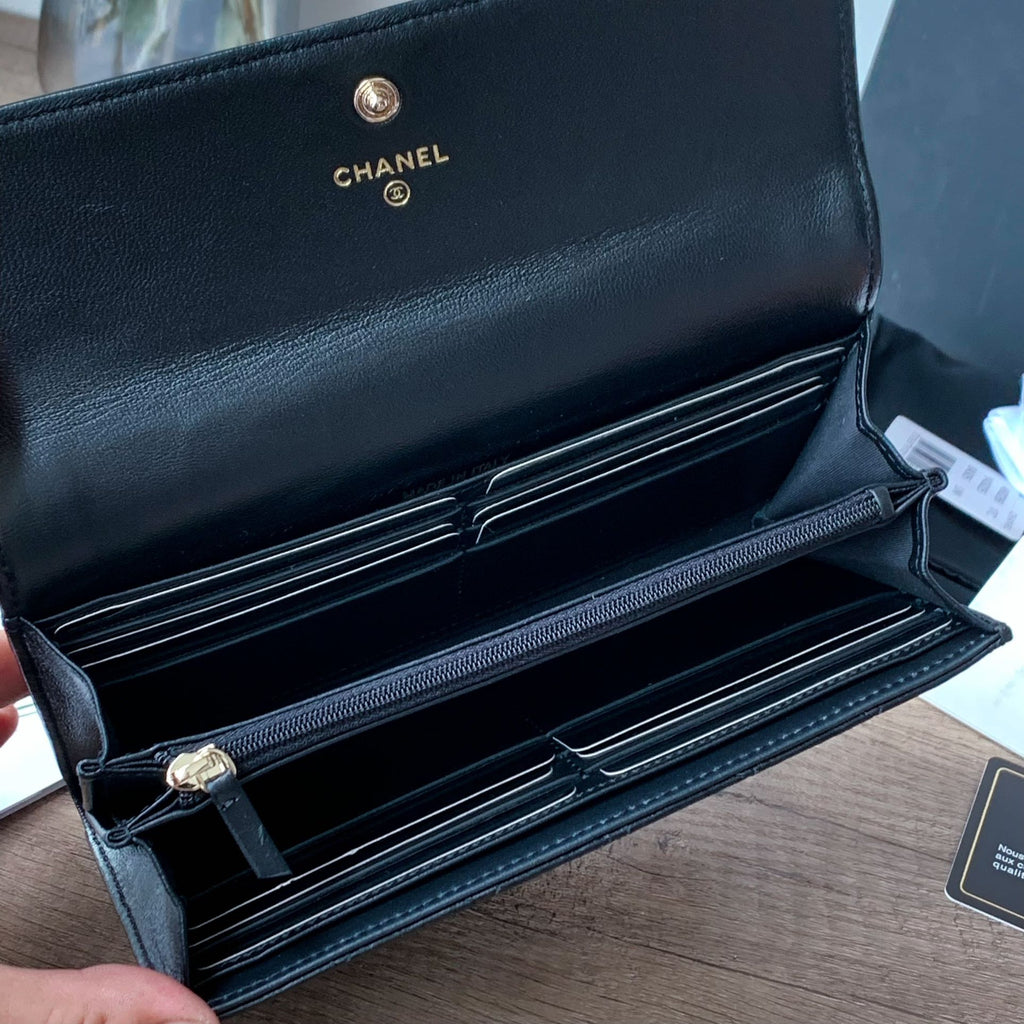 Quilted Long Flap Wallet