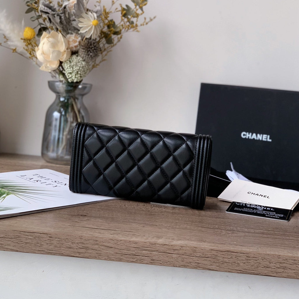 Quilted Long Flap Wallet