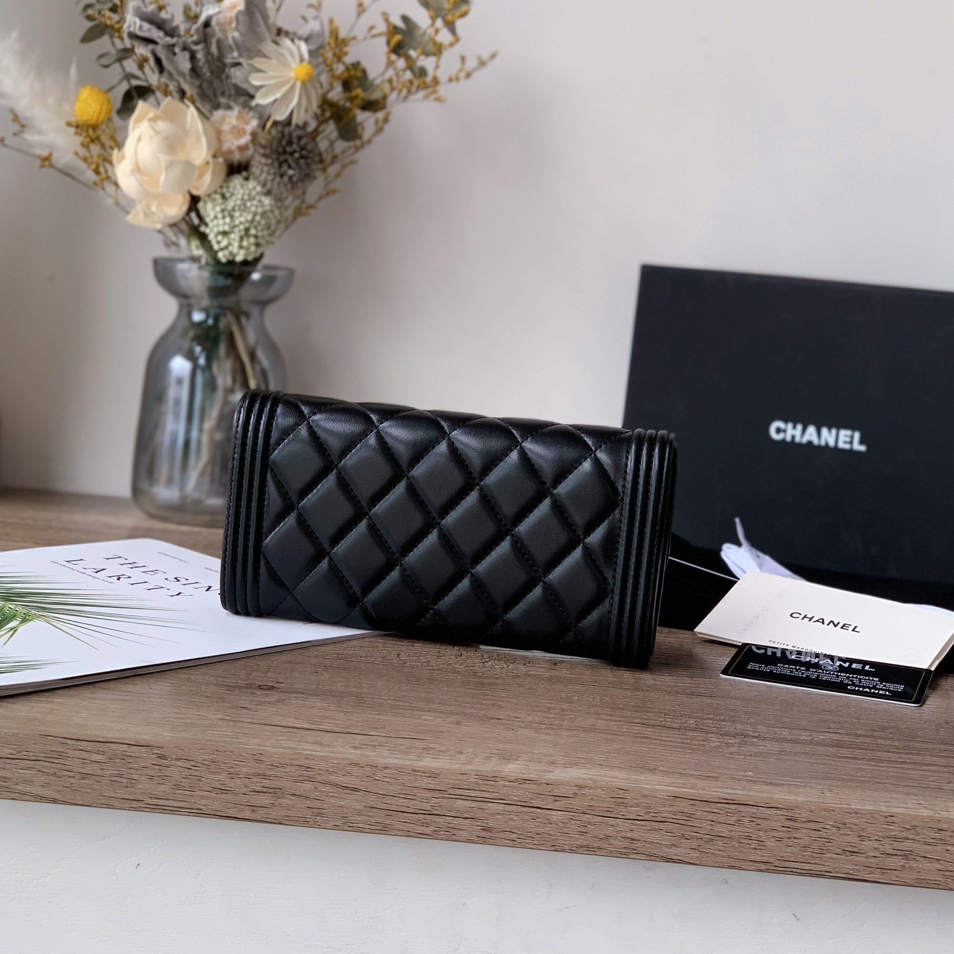 Quilted Long Flap Wallet