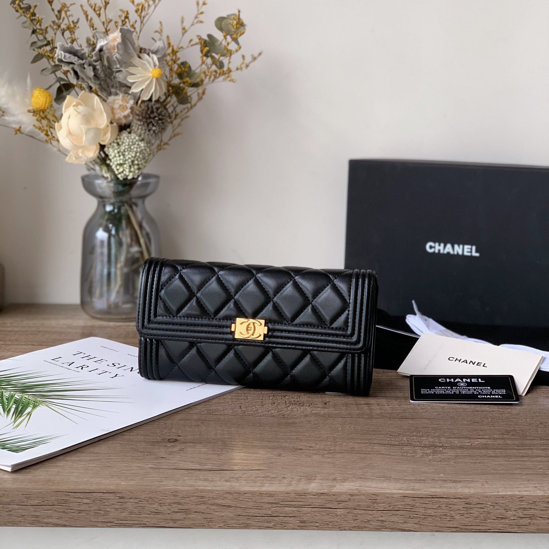 Quilted Long Flap Wallet