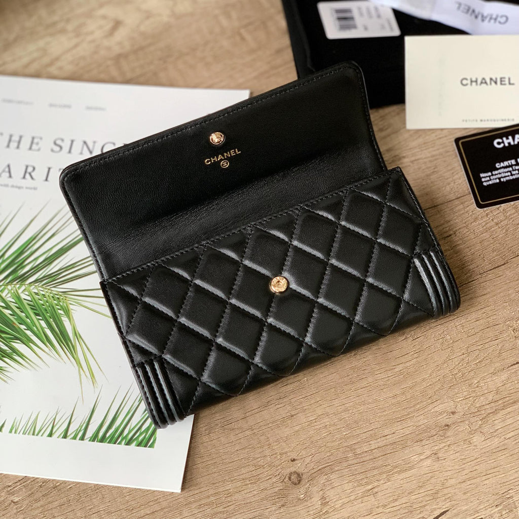 Quilted Long Flap Wallet