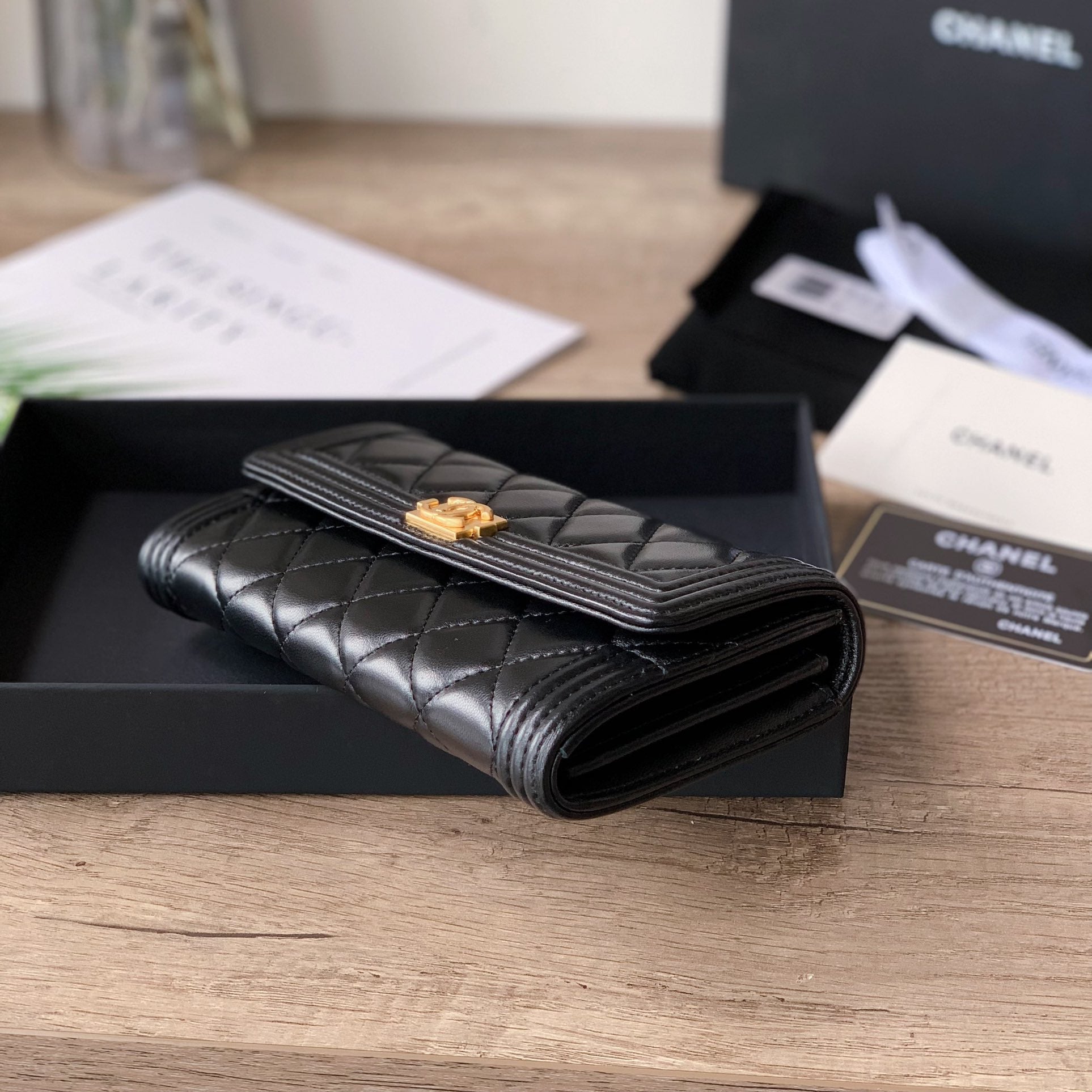 Quilted Long Flap Wallet