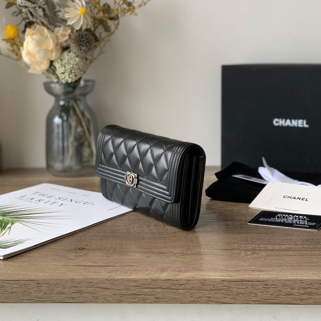 Quilted Long Flap Wallet