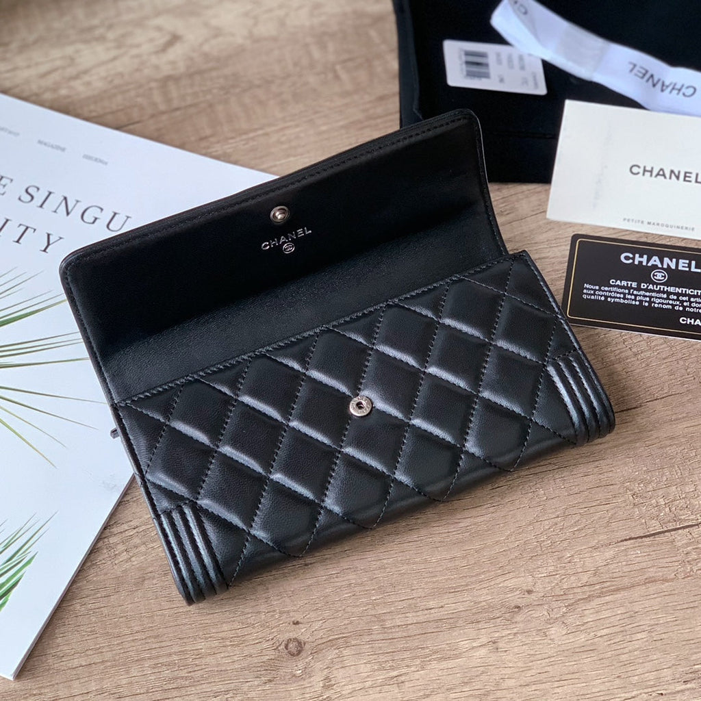 Quilted Long Flap Wallet