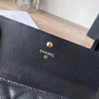Caviar Leather Quilted Long Flap Wallet