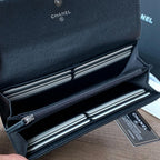 Caviar Leather Quilted Long Flap Wallet
