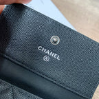 Quilted Caviar Leather Compact Flap Wallet