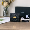Quilted Caviar Leather Compact Flap Wallet