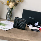 Quilted Leather Compact Flap Wallet