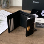 Quilted Leather Compact Flap Wallet