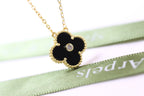 Alhambra Black Onyx Clover Necklace with Center Stone