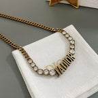 J’ADIOR Crystal Chain Necklace – Antique Gold Finish