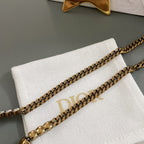 J’ADIOR Crystal Chain Necklace – Antique Gold Finish