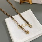 J’ADIOR Crystal Chain Necklace – Antique Gold Finish