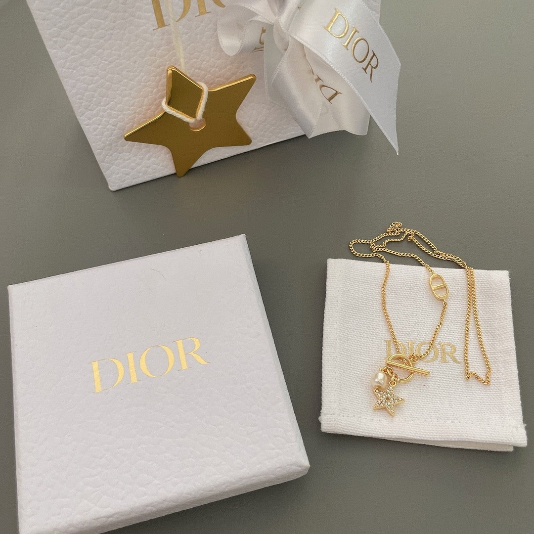 Star Bracelet with Pearl & Crystal Charm in Gold Finish