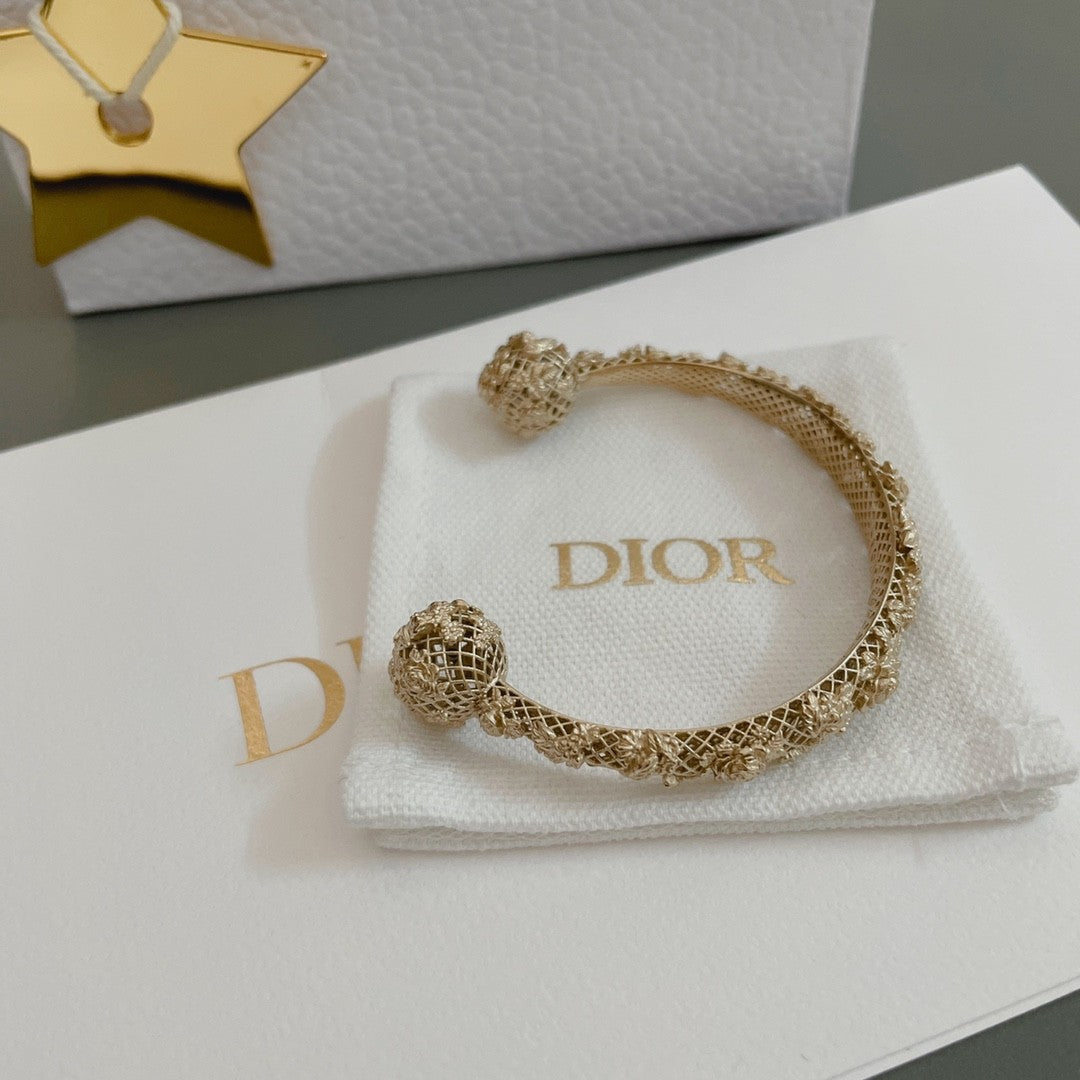 Gold Floral Cutout Cuff Bracelet