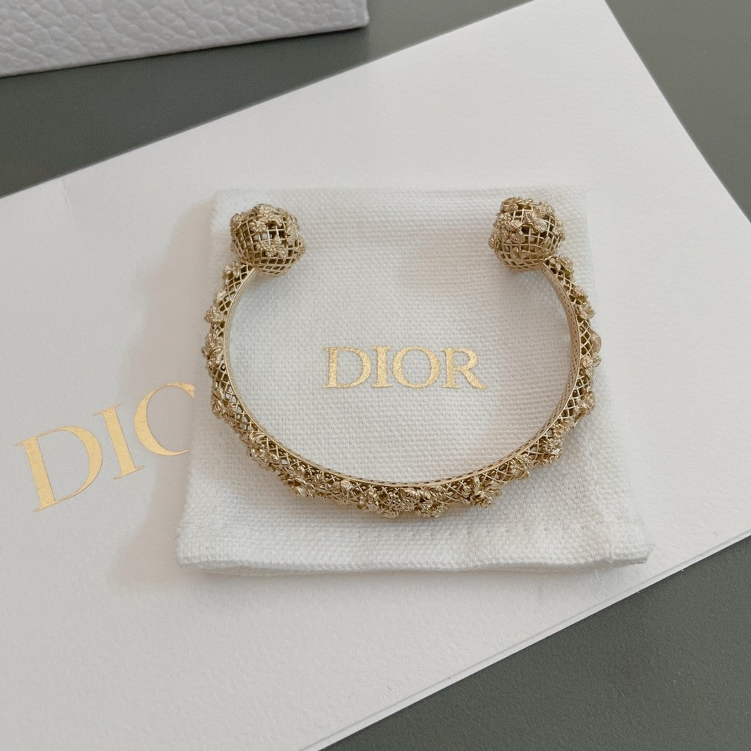 Gold Floral Cutout Cuff Bracelet