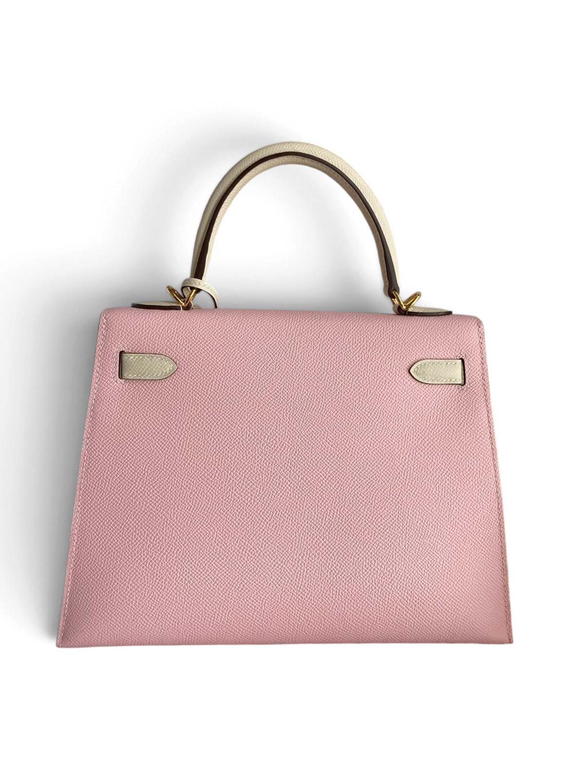 SWORD LUXURY Rose 3Q ve Craie renklerinde, altın donanımlı, Epsom deri Hermès Kelly 25 çanta.