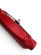 SWORD LUXURY 22cm kırmızı Epsom deri Mini Kelly çanta, üstten tutmalı ve zarif dikiş detaylı lüks tasarım.