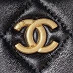 23A Lambskin Quilted CC Chain Hobo Black