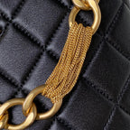 23A Lambskin Quilted CC Chain Hobo Black