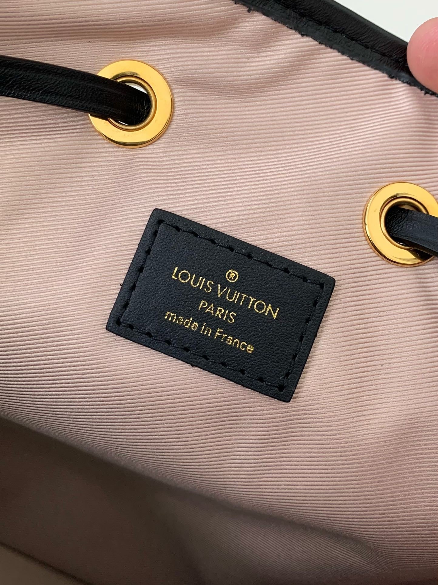 Monogram Embroidery Cotton Bucket Bag