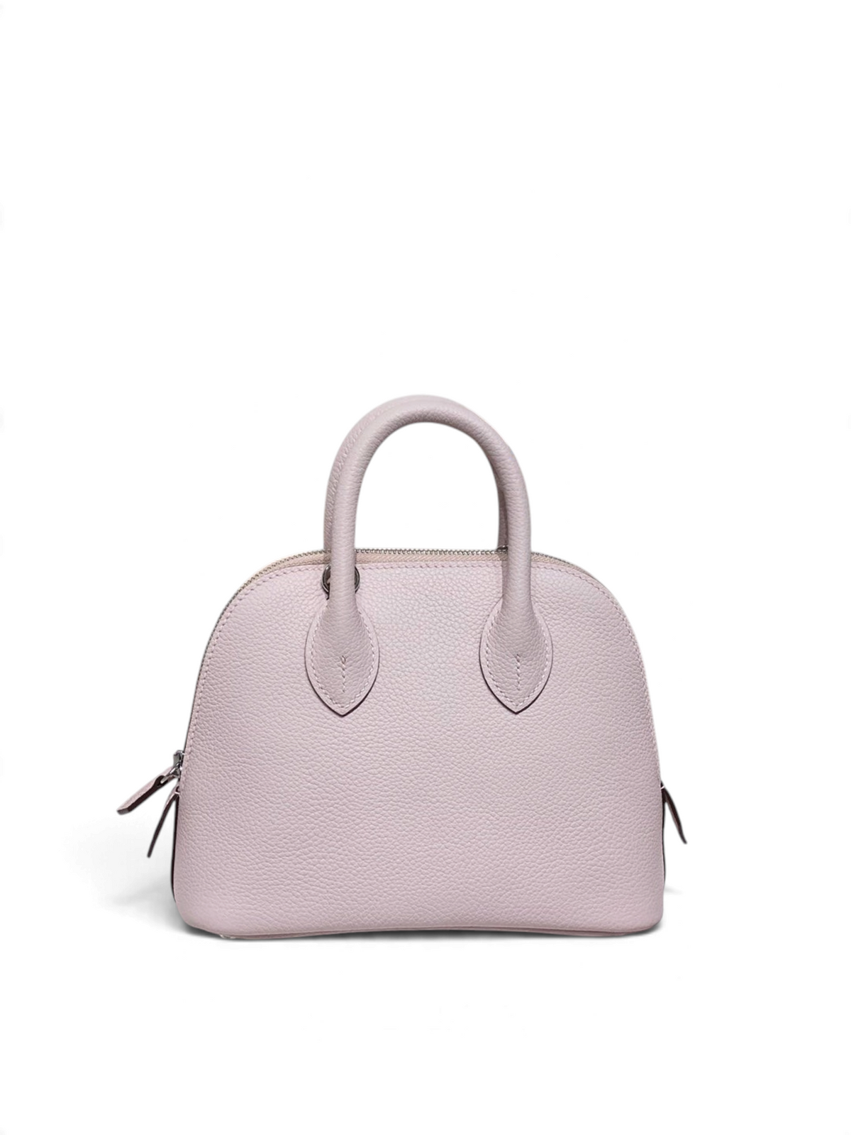 SWORD LUXURY marka, açık pembe tonlarında, damla formlu, deri Hermès Bolide Mini 19 el çantası.