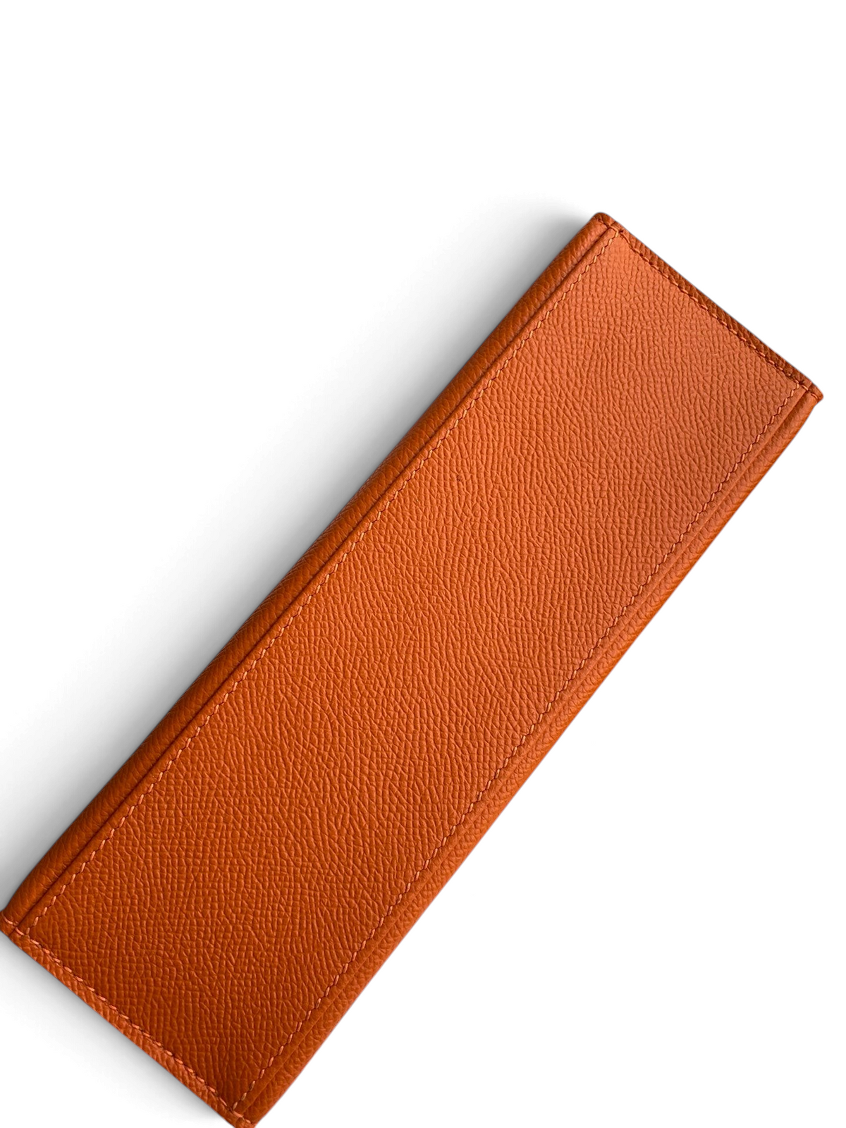 SWORD LUXURY Mini Kelly 22cm çanta, turuncu Epsom deri dokusu ve zarif dikiş detaylarıyla yandan görünüm.