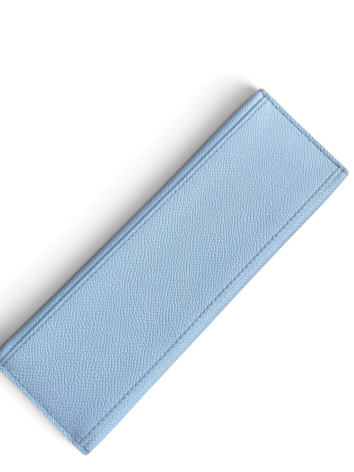 SWORD LUXURY Mini Kelly 22cm çanta, açık mavi Epsom deri dokusu ve detaylı dikişleri ile kutu içerisinde.
