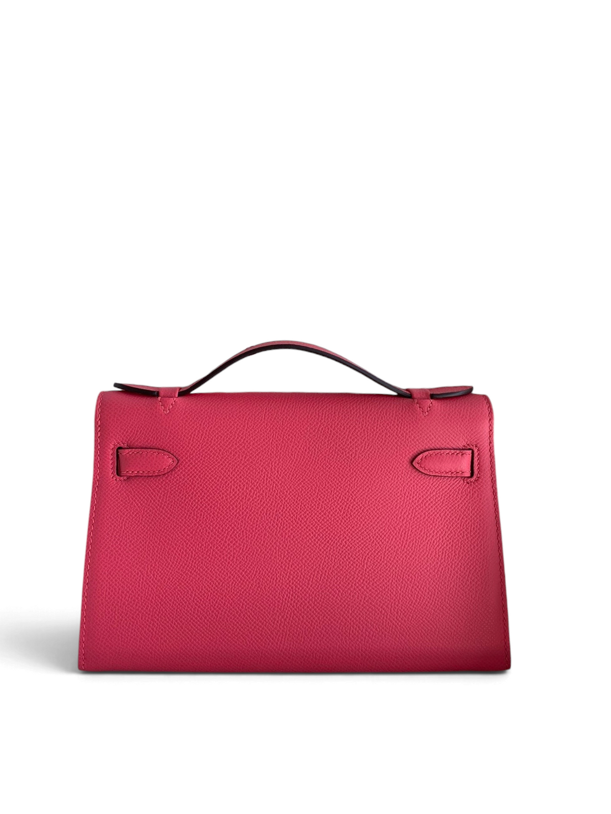 SWORD LUXURY marka, pembe Epsom deri, 22 cm Mini Kelly çanta, üstten tutmalı ve şık dokulu tasarım.