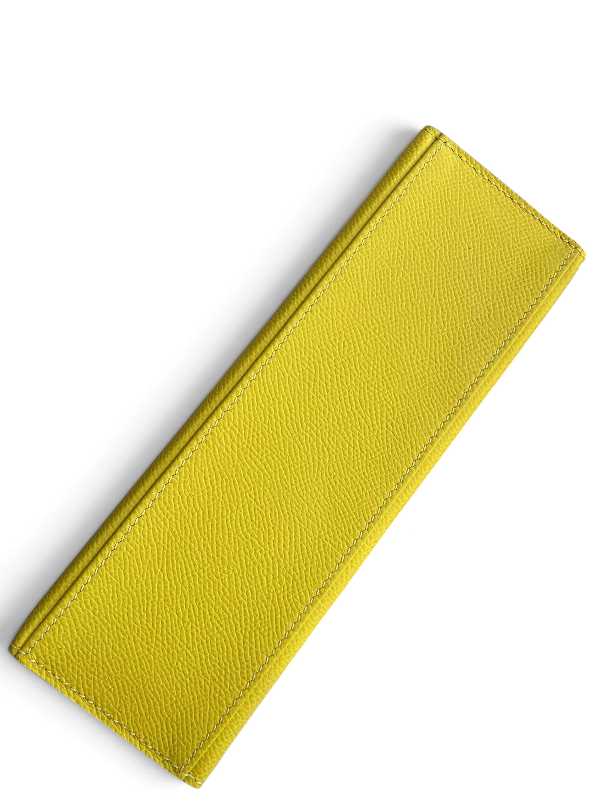 SWORD LUXURY marka, sarı renkli, dokulu Epsom deriden üretilmiş, zarif ve kompakt 22 cm Mini Kelly el çantası.