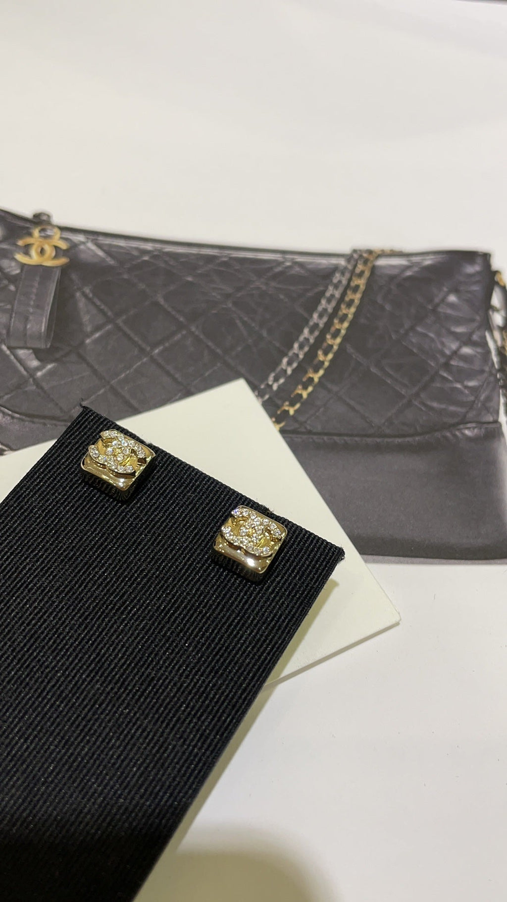 Square Crystal Mini CC Stud Earrings