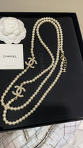 Long Pearl CC Logo Necklace