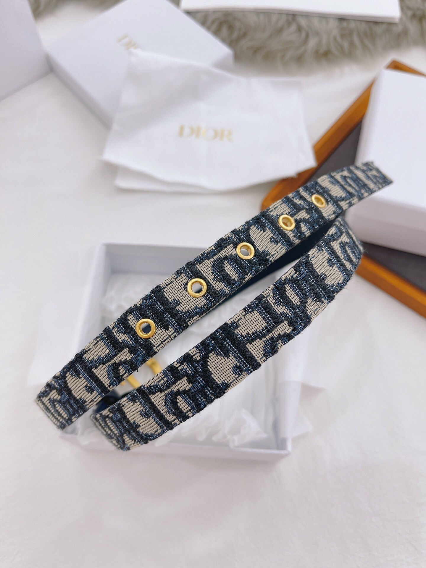 CD Buckle Belt – Blue Monogram Canvas & Leather Lining