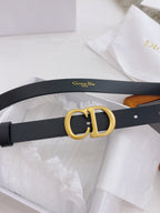 CD Buckle Leather Belt in Black – 25mm Width