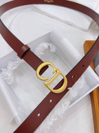 CD Buckle Leather Belt in Dark Brown – 25mm Width