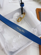 CD Buckle Leather Belt in Deep Blue – 25mm Width