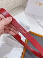 Red Leather Belt with Bold CD Buckle
