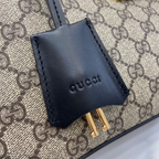 SWORD LUXURY Gucci marka siyah deri anahtarlık kılıfı ve altın tonlu anahtarlar