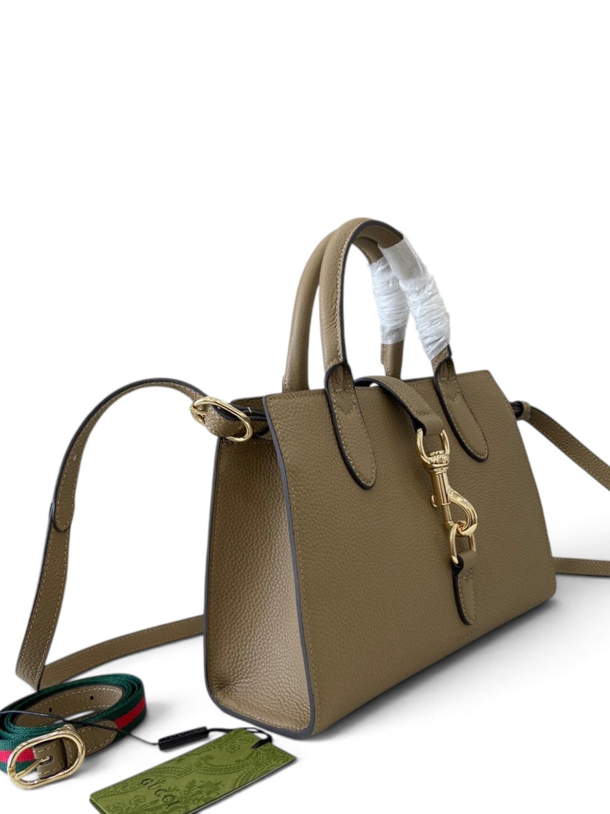 SWORD LUXURY Jackie mini tote çanta, altın tonlu metal detaylı, dokulu vegan deri, bej renkli şık tasarım.