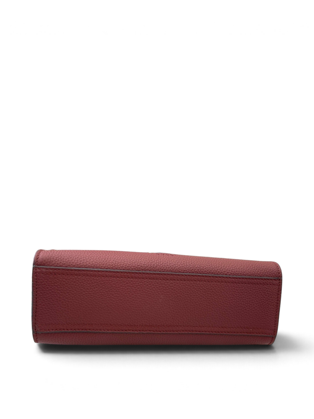 SWORD LUXURY Jackie mini tote çanta, bordo renkli dokulu vegan deri, alt taban görünümü.