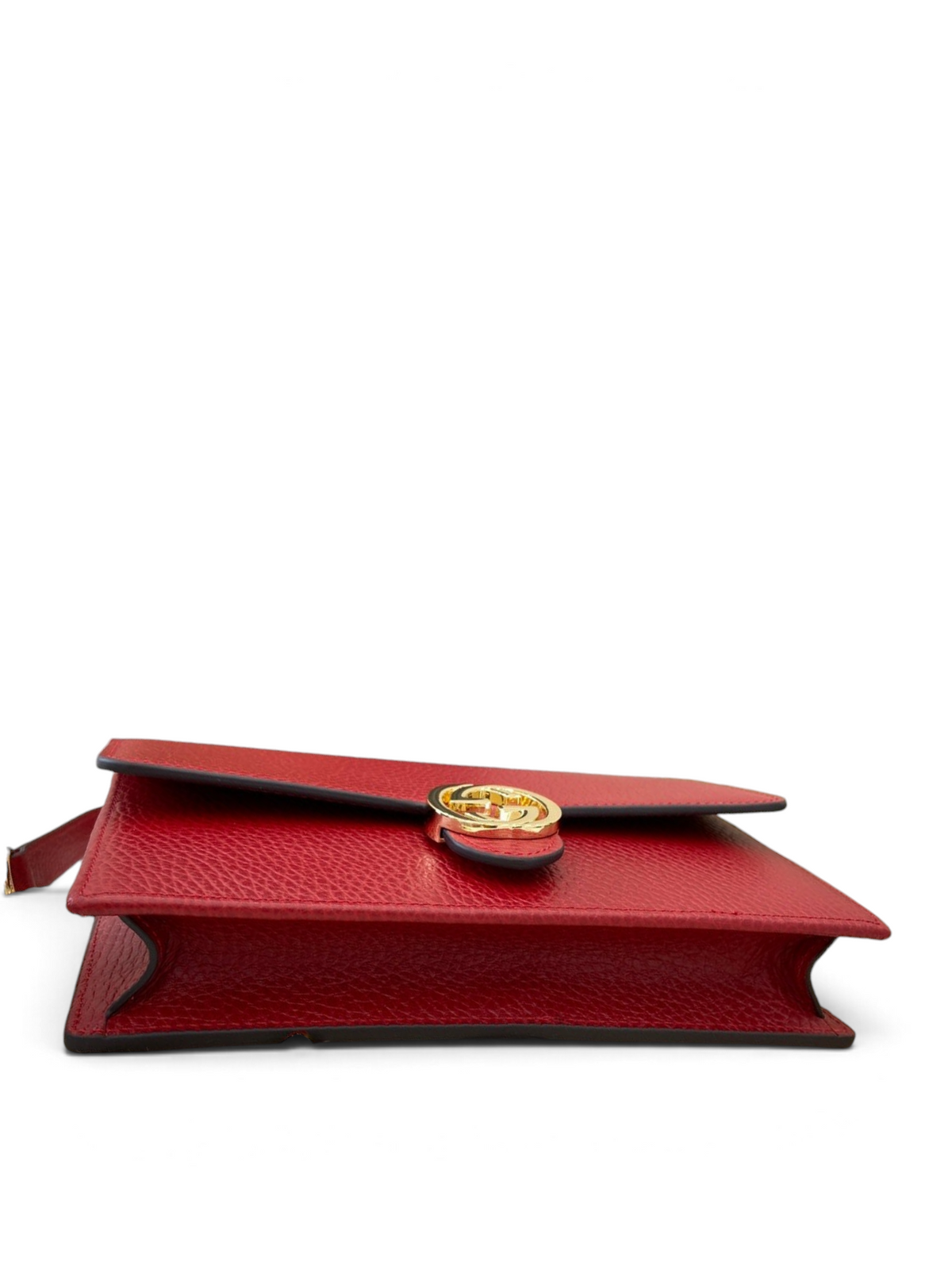 SWORD LUXURY Blondie mini çanta, altın GG logolu kırmızı dokulu deri, zincir askılı ve şık tasarımlı