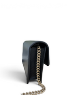 SWORD LUXURY Blondie Mini Bag, siyah dokulu deri, altın zincir askılı ve şık tasarımlı lüks kadın çantası.
