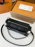 Side Trunk Calfskin Leather Bag