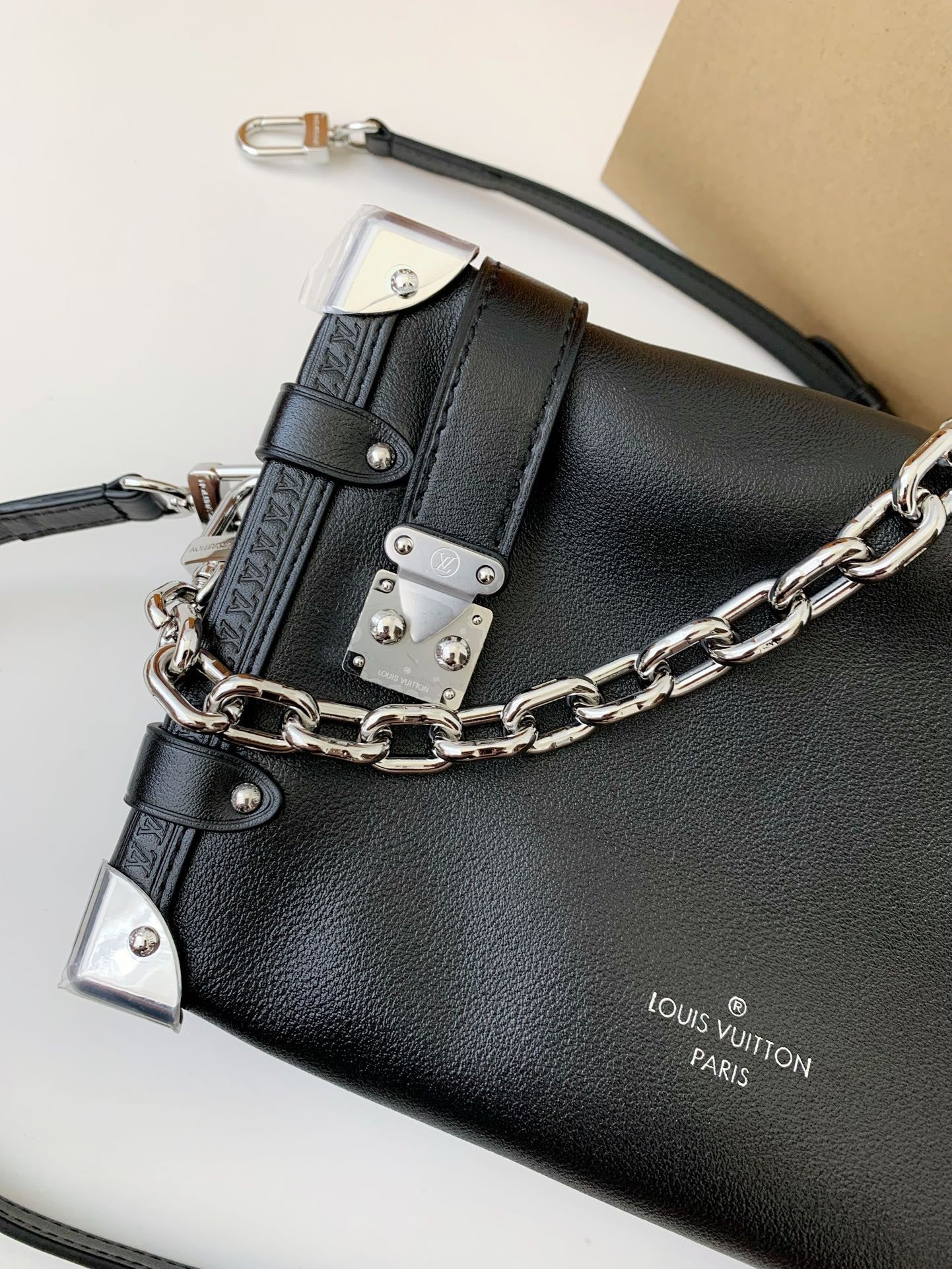 Side Trunk Calfskin Leather Bag
