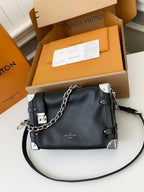 Side Trunk Calfskin Leather Bag