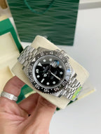 GMT-Master II Style Watch – Stainless Steel, Black Dial, 40mm