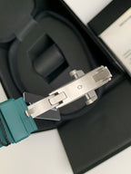Chronograph Watch – Skeleton Dial, Titanium Case, Green Rubber Strap
