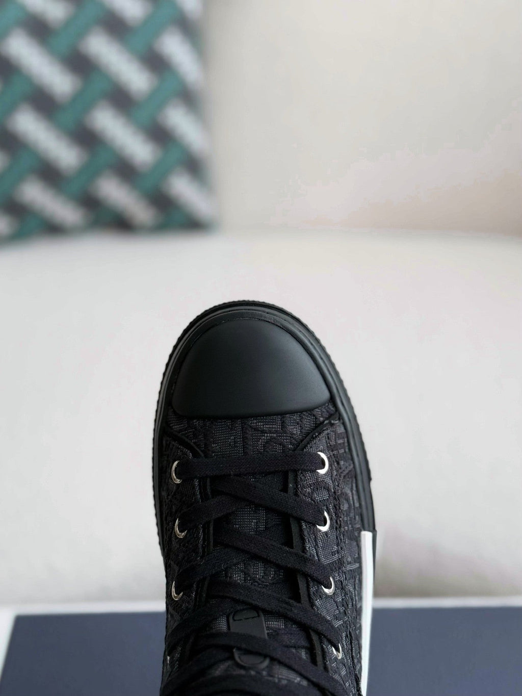 Dior B23 Oblique High-Top Sneaker – Black Logo Print Canvas