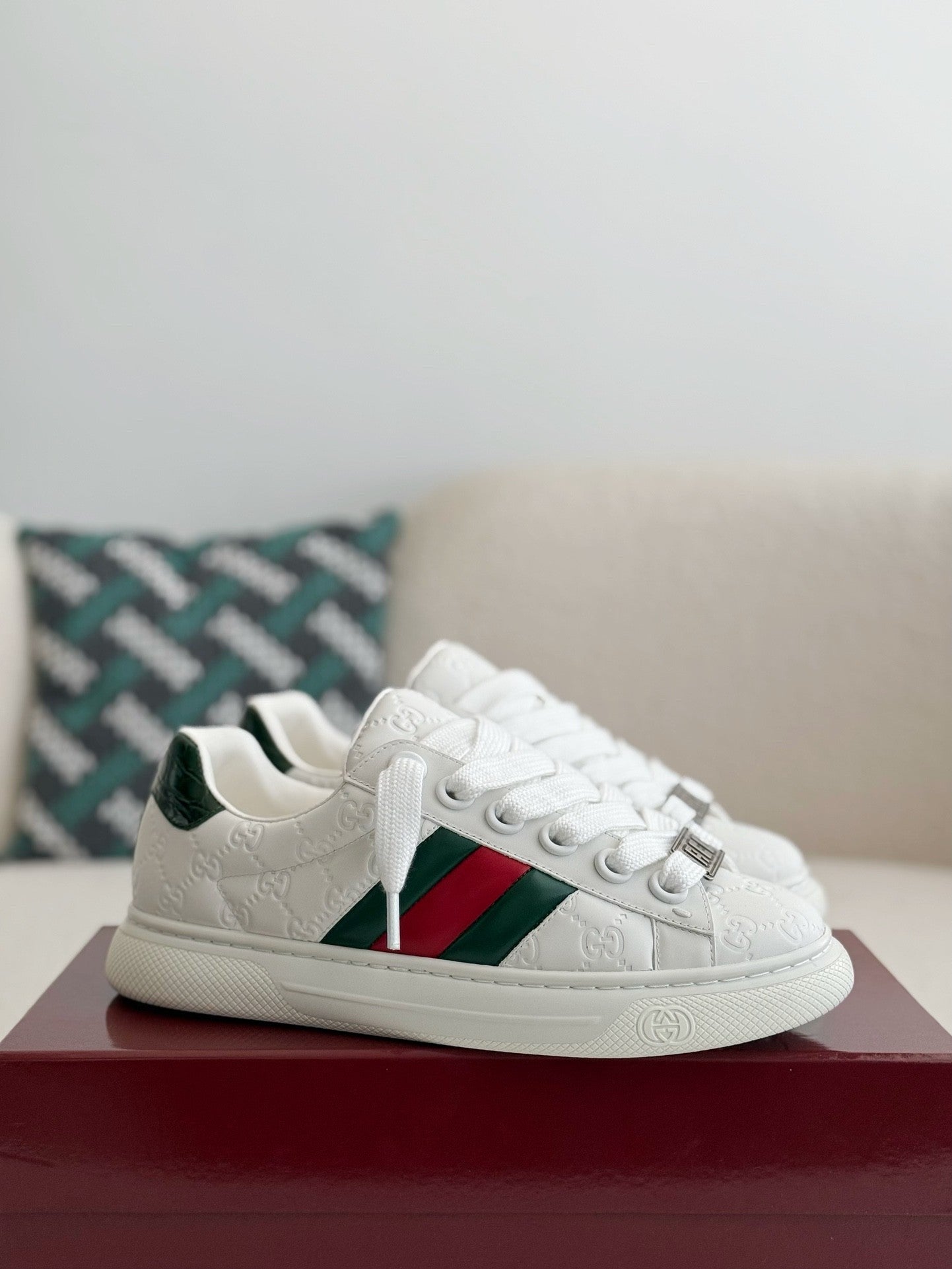 Embossed GG Leather Casual Sneakers